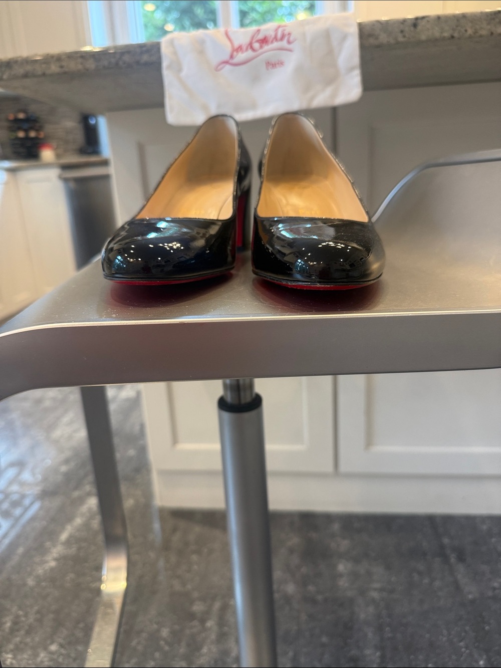 Christian Louboutin Miss Sab 55 Black Patent Leather Mid Block pumps - Picture 8 of 12